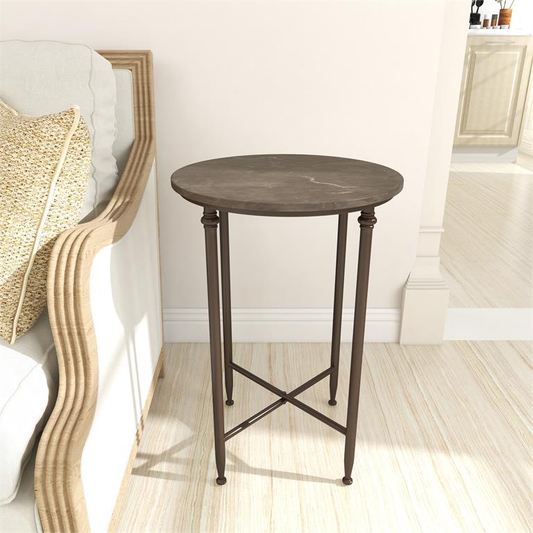 Black Metal Accent Table With Marble Top