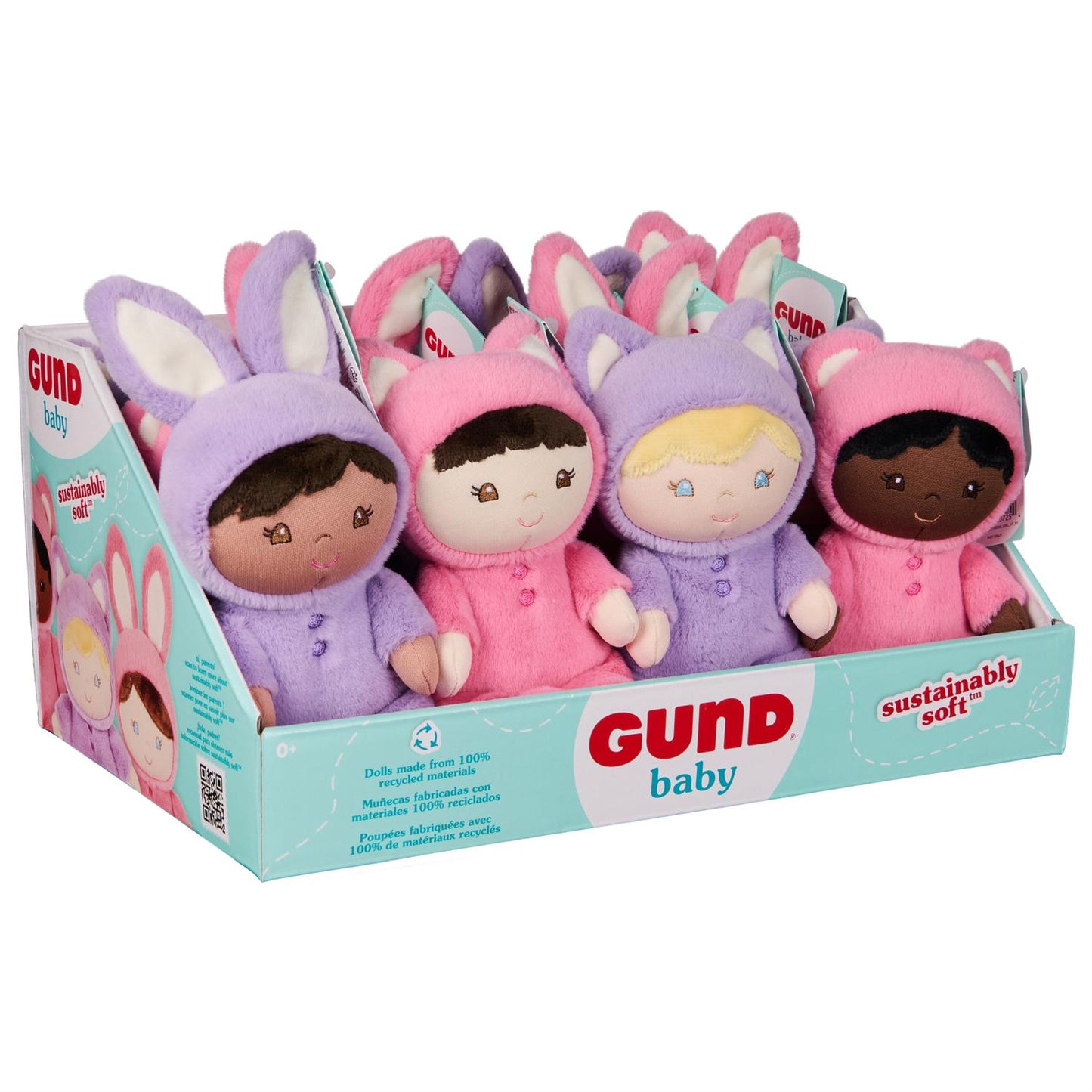 Plush Baby Doll Sustainable - Made With 100% Recycled Material (Sold Individually) Small 7"