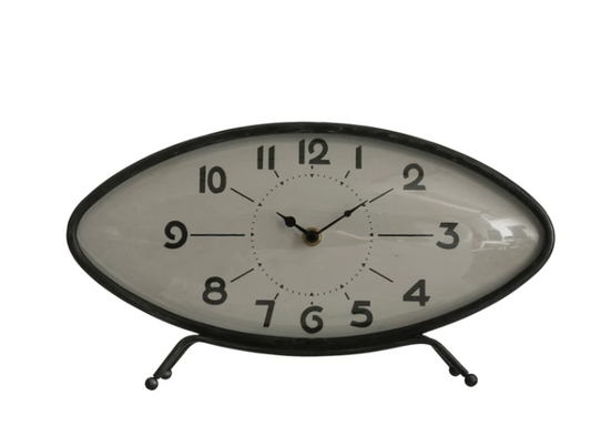 Metal Mantel Clock Black (Requires 1-AA Battery) 14"L x 8"H