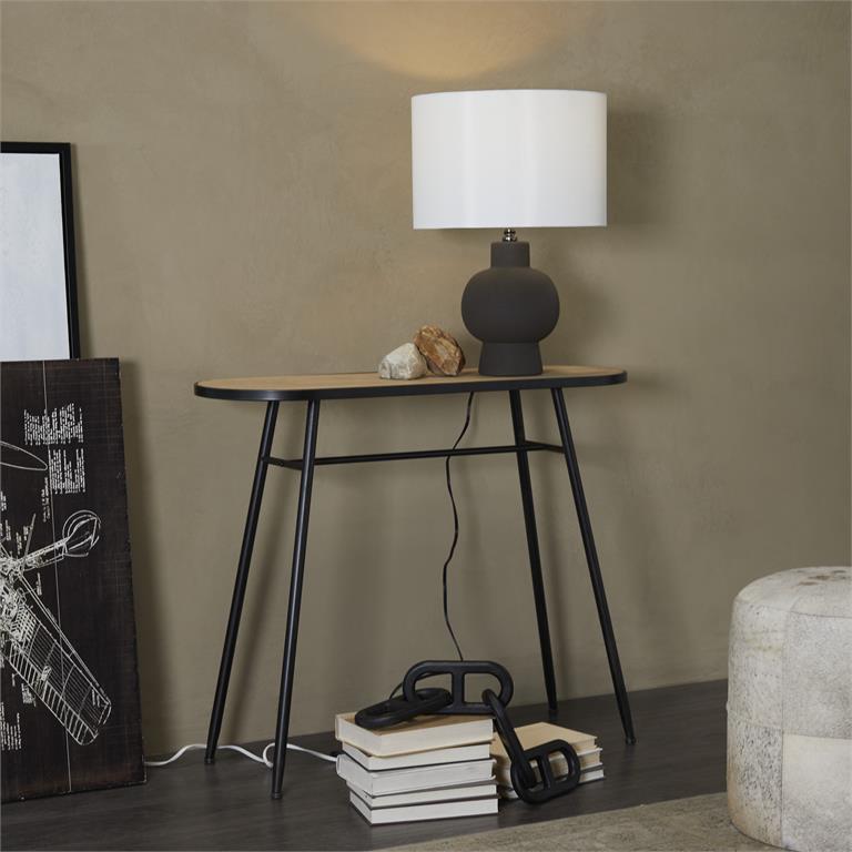 Black Metal Console Table With Brown Wood Top