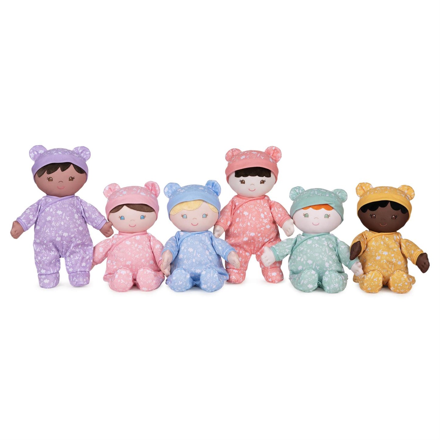 Plush Baby Doll Sustainable Camellia Dressed In A Yellow Onesie