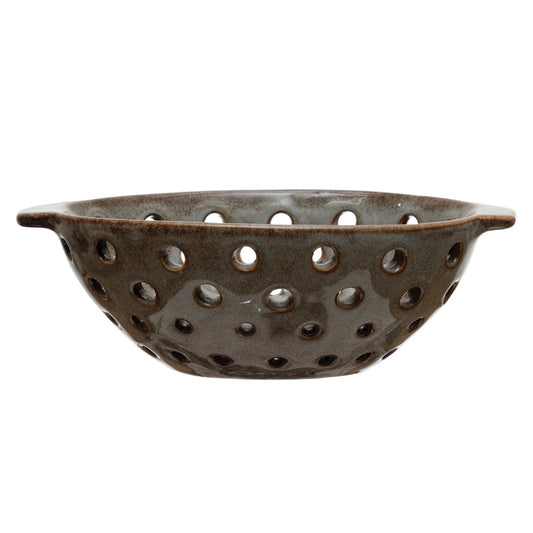 Stoneware Bowl w/ Black and White Wax Relief Pattern, 4 Styles (Sold Individually)