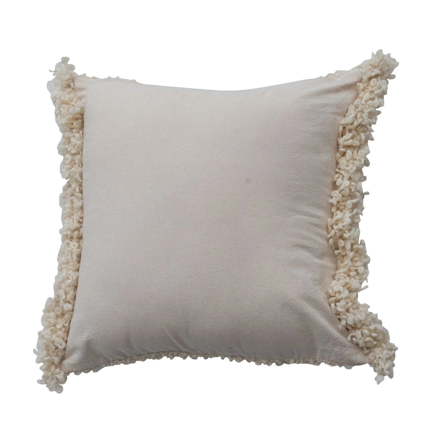 Pillow Boucle Woven w/ Fringe Cream 18" Square