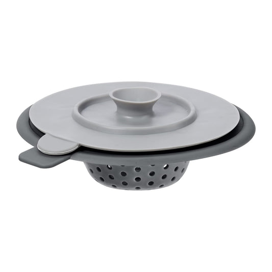 Sink Strainer - Silicone w/Stopper - Gray