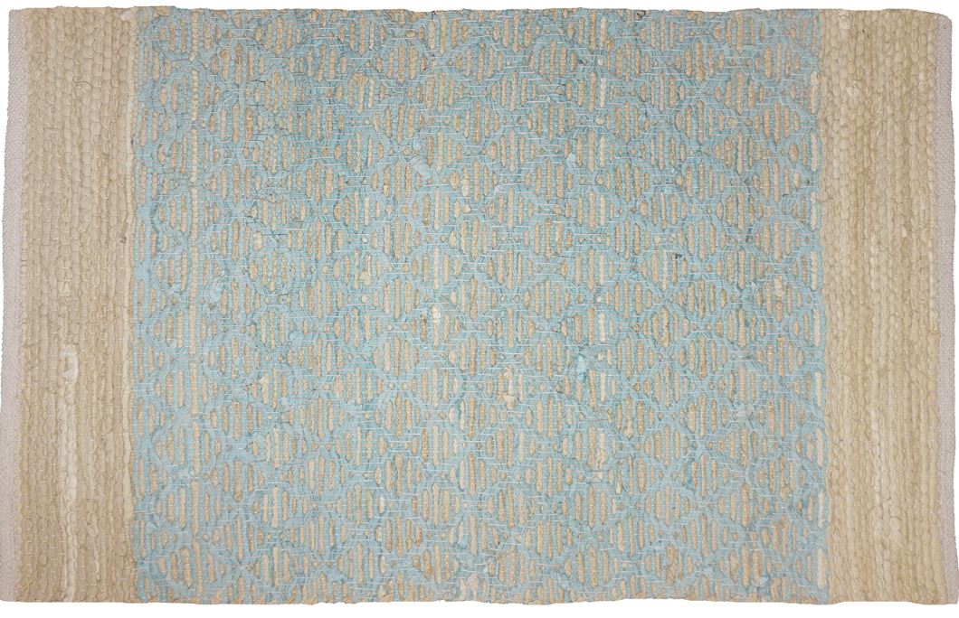 Lattice Rag Rug Cotton Blue 2' x 3'