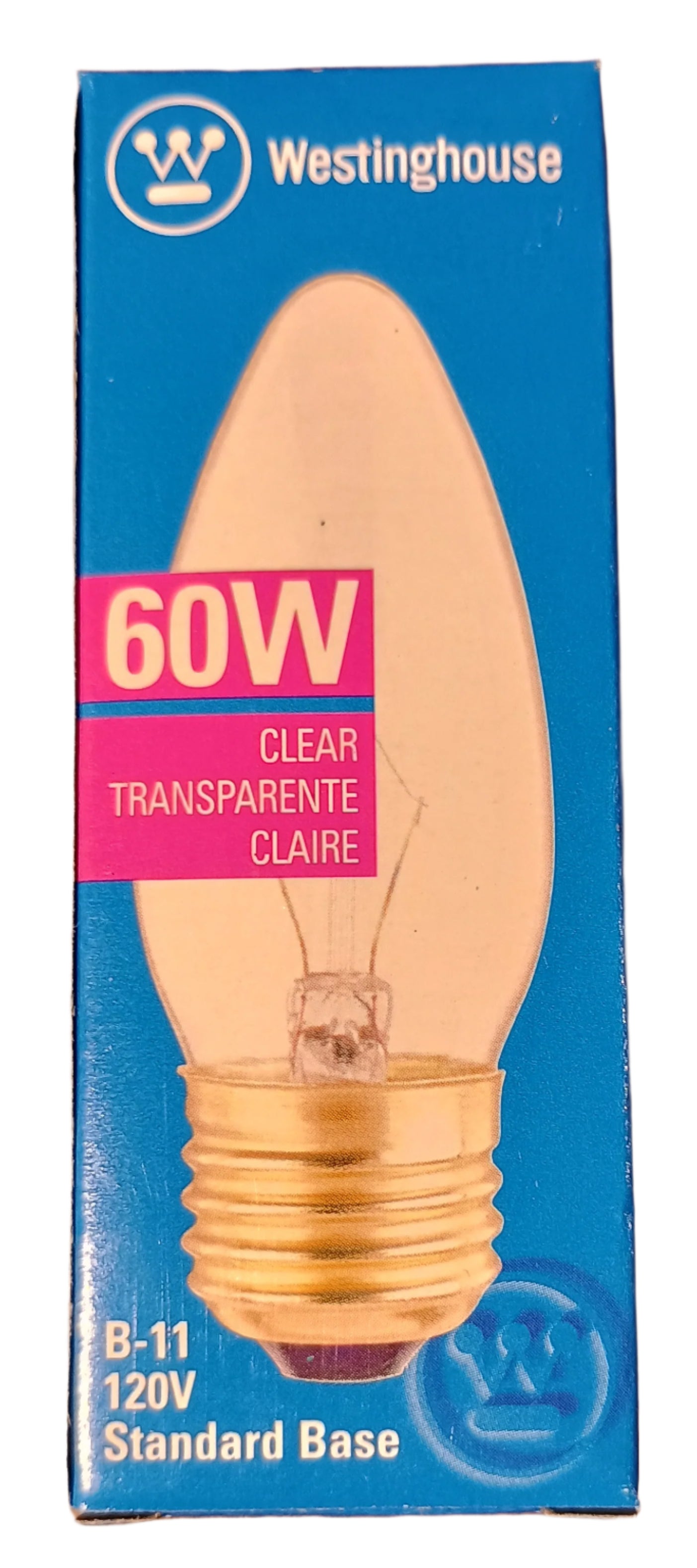 Light Bulb Incandescent 60W Candle Standard Base Clear B11