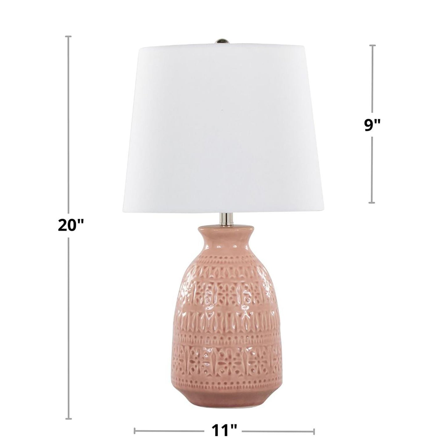 Claudia 20" Contemporary Ceramic Accent Lamp in Rose