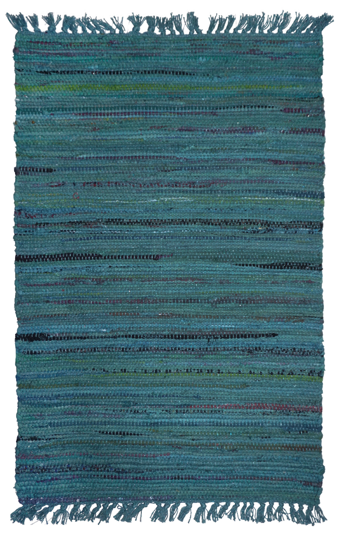 Sturbridge Rag Rug Cotton Teal 24" x 72"