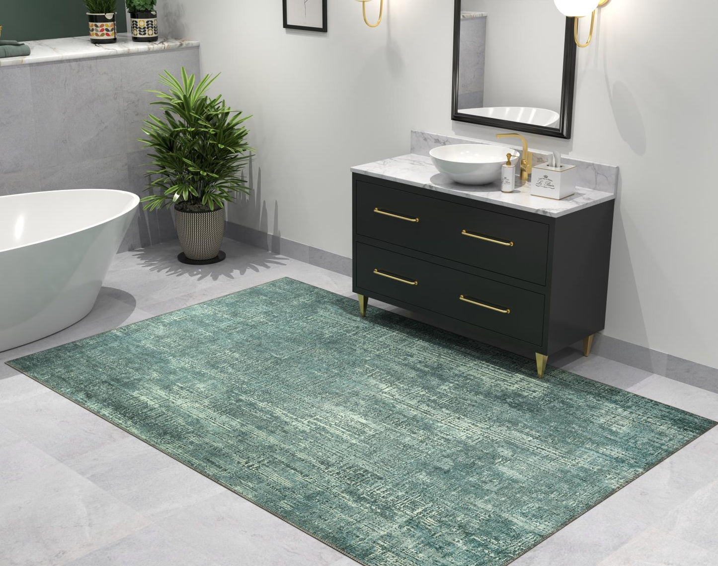 London Elements Teal Washable Rug Runner 2'6" x 7'6"