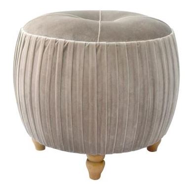 Helena Round Ottoman Chamois Natural Wood Legs