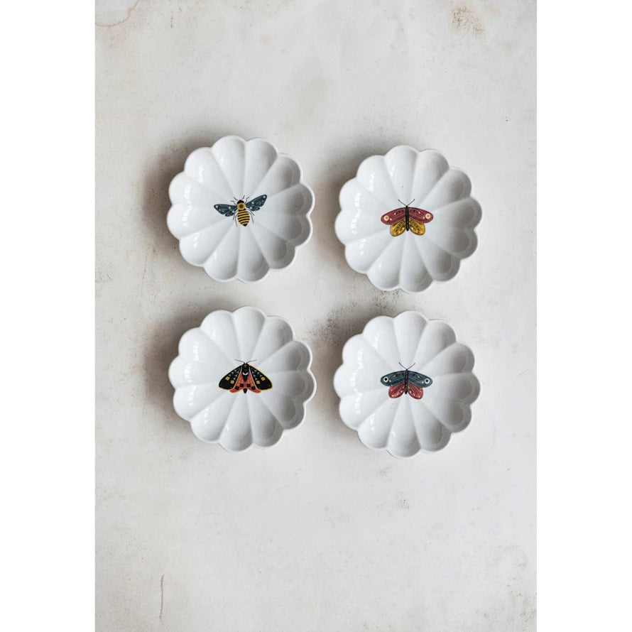 Stoneware Butterfly Fluted Dish - Sold Individually