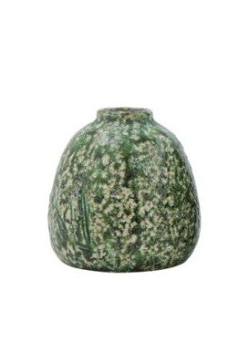 Vase Terracotta Round Speckled Green 4" High Small