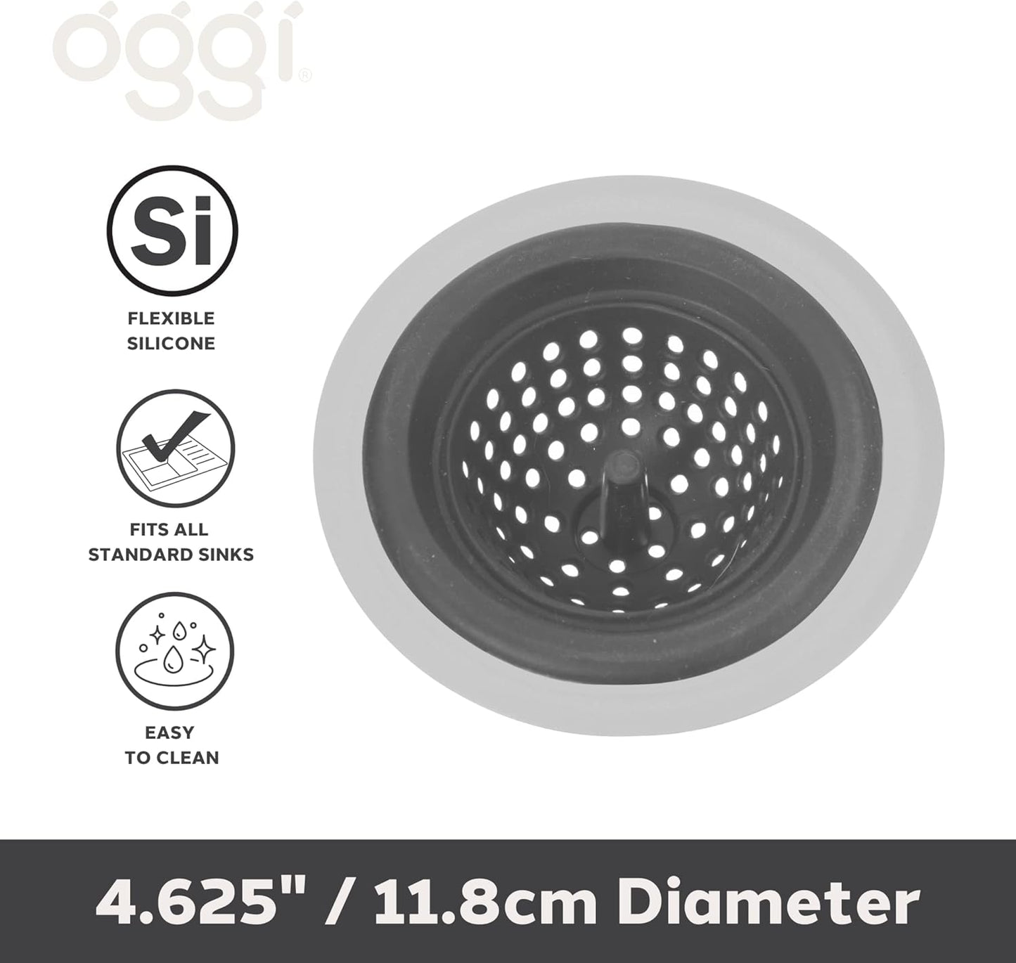 Sink Strainer - Silicone & Metal Charcoal