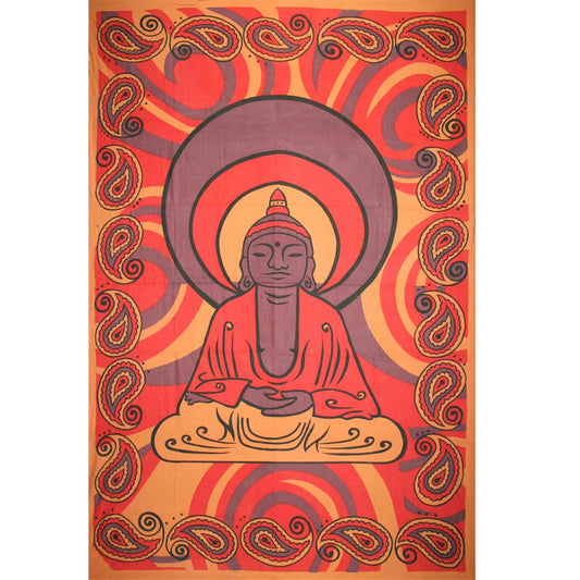 Tapestry Single Size Bubba Buddah Red & Yellow