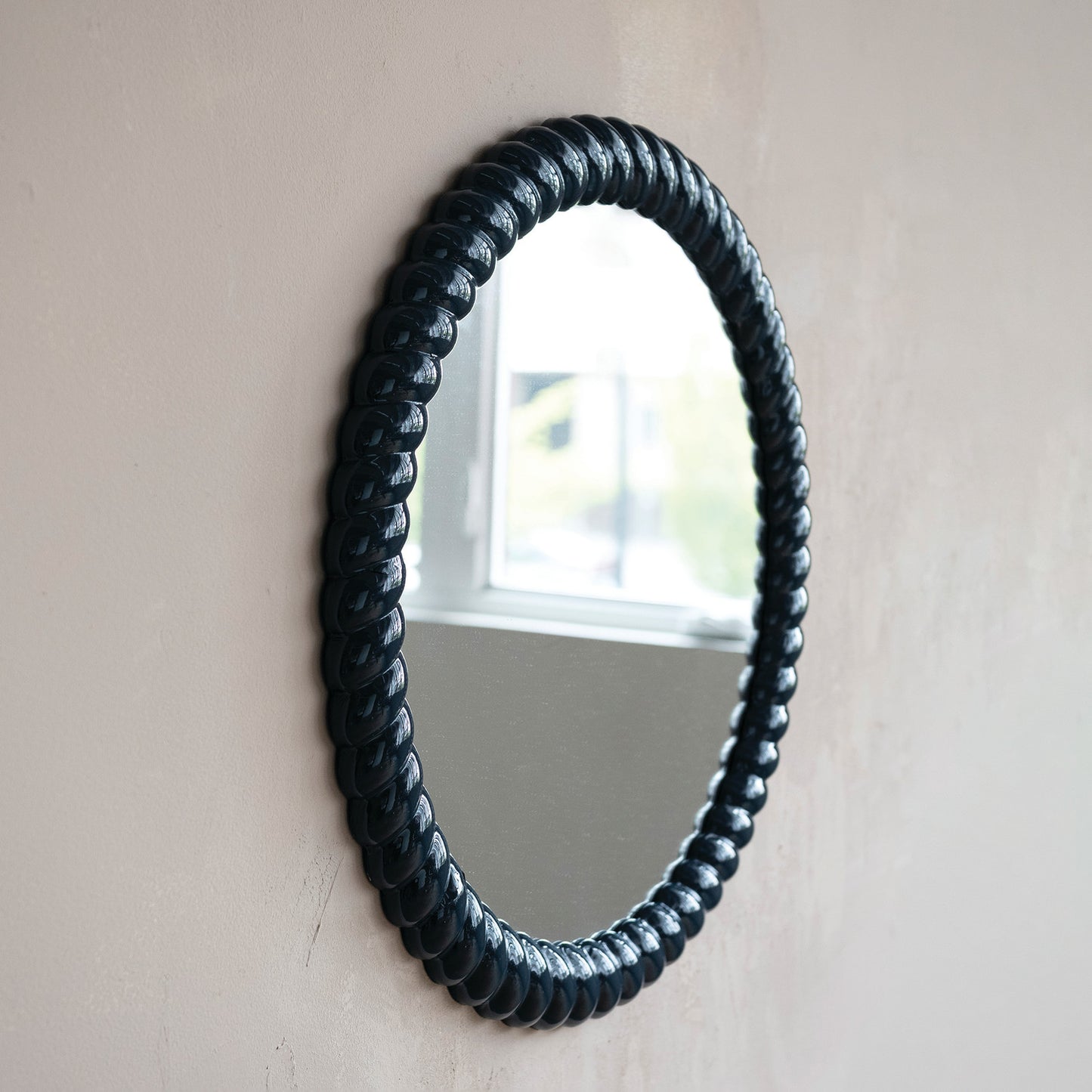 Mirror MDF & Wood Twisted Frame Blue 26.25" Round