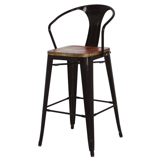 Metropolis Wood Seat With Arms Counter Stool 26in Black Damaged As Is