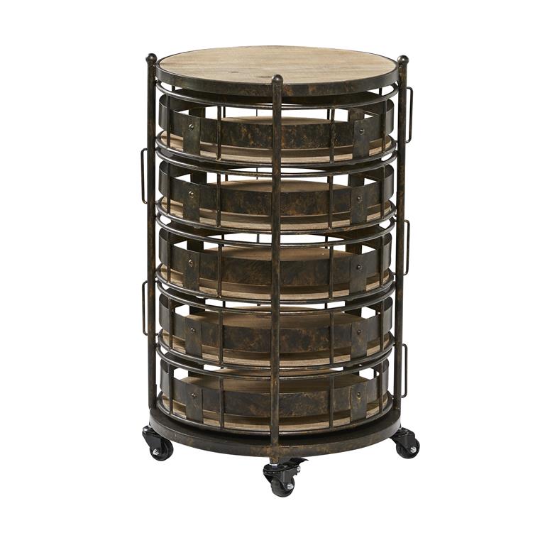 Brown metal Kitchen Rolling Cart - 6 Shelves