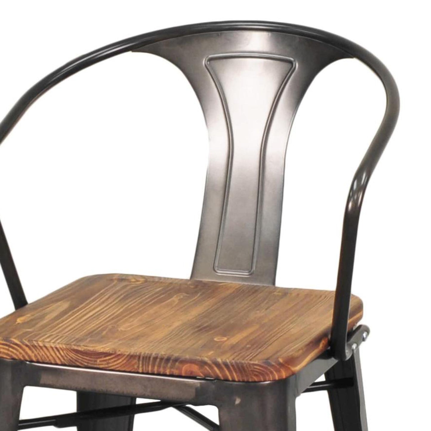 Metropolis Wood Seat With Arms Bar Stool 30in Gunmetal