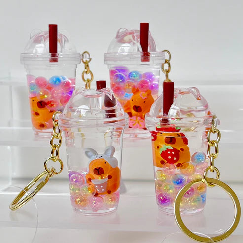 Keychain Charm Floaty Boba Tea Capybara (Sold Individually)