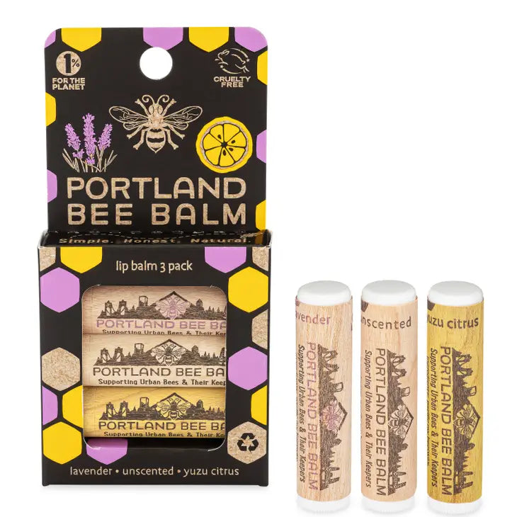 Beeswax Lip Balm - 3 Pack - Lavender, Yuzu Citrus, Unscented
