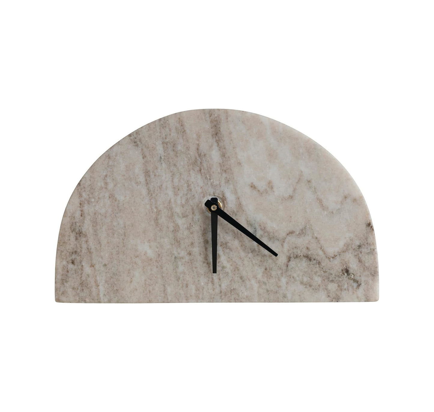 Decor Marble Mantel Clock Half Circle 10" Long x 6" High