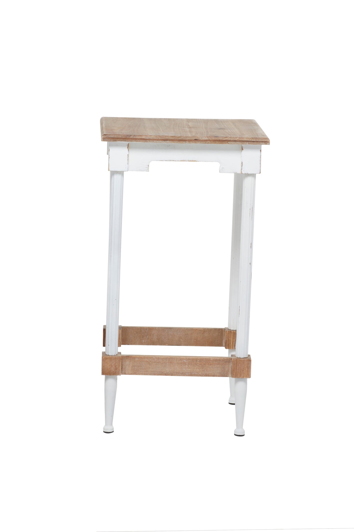 Table Stand Distressed Farmhouse Wood White & Natural 24"h