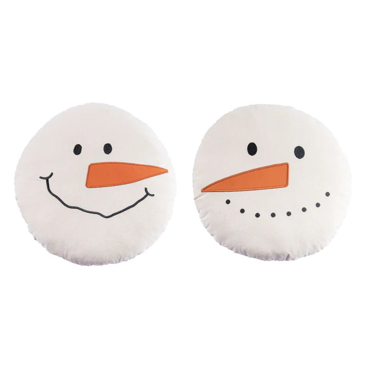Holiday - Fabric Embroidered Snowman Pillow - 2 Styles (Sold Individually)