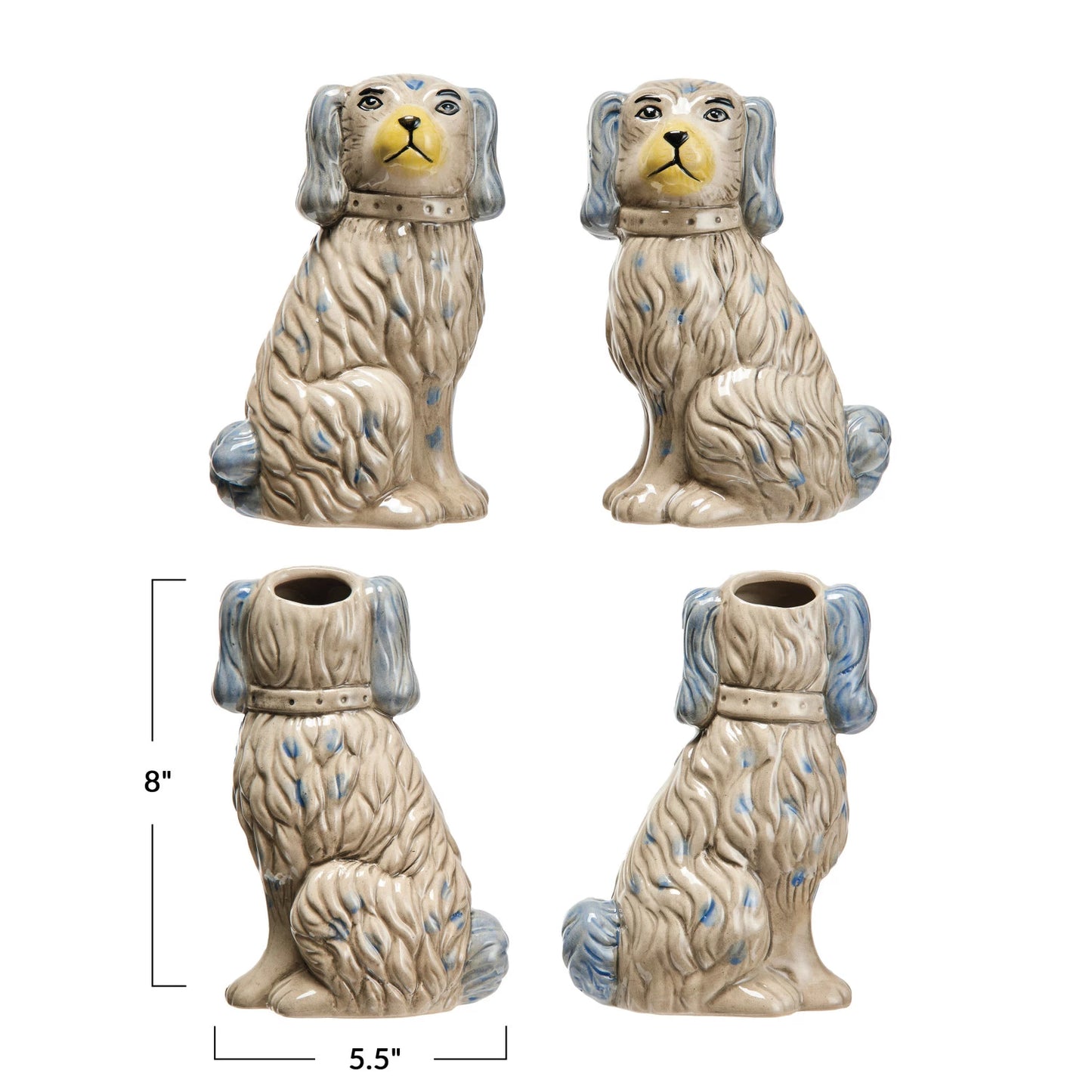 Vase Stoneware Vintage Reproduction Dog Grey 8"h (Sold Individually)