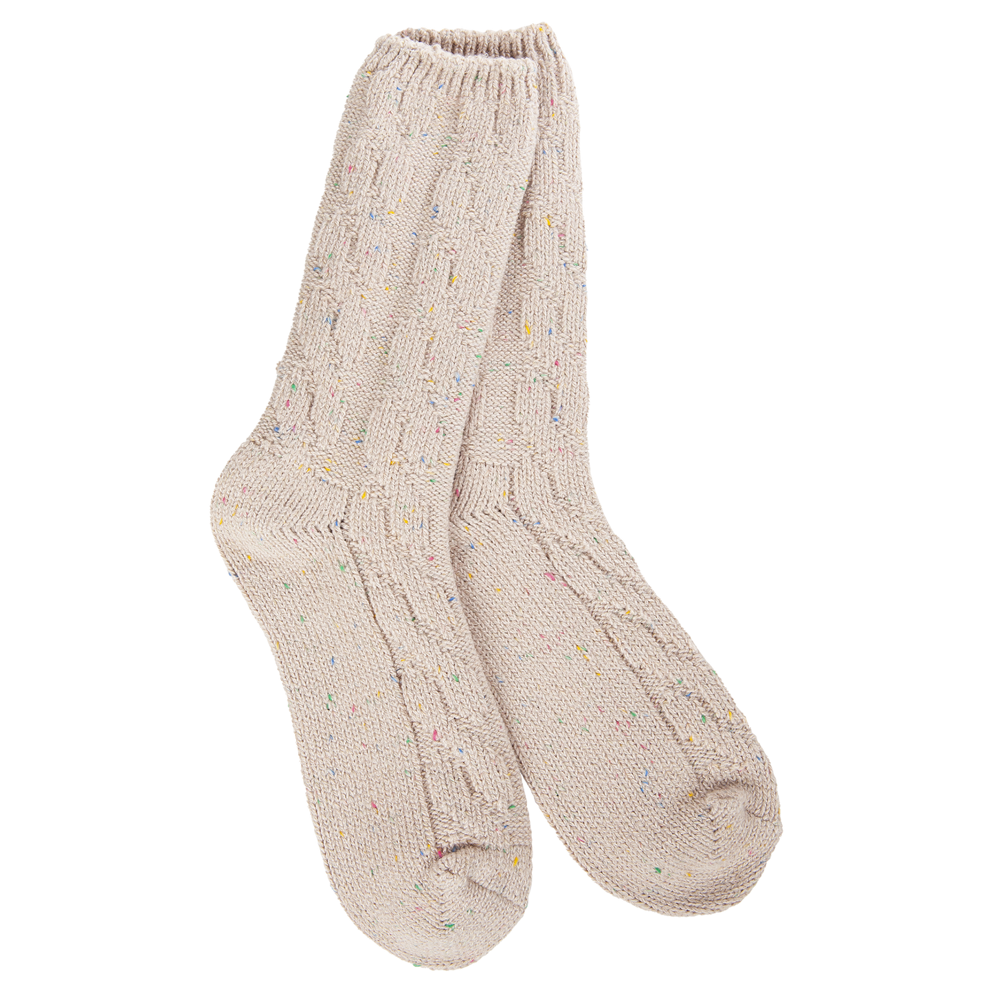 Socks - World's Softest Ragg Cable Crew Oatmeal Confetti