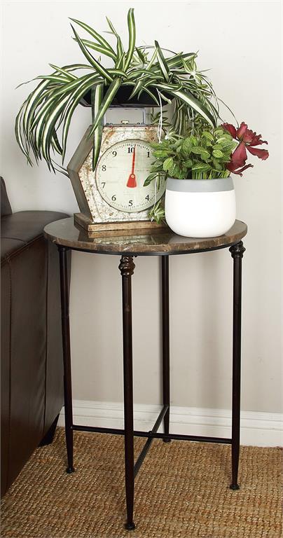 Black Metal Accent Table With Marble Top