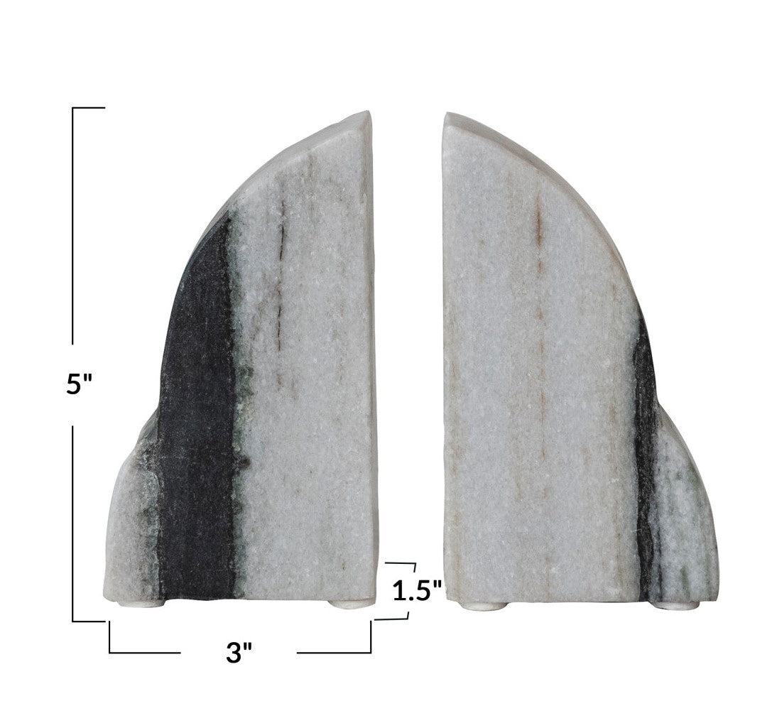 Bookends Marble Carved Black Mélange - Sold as a Set of 2