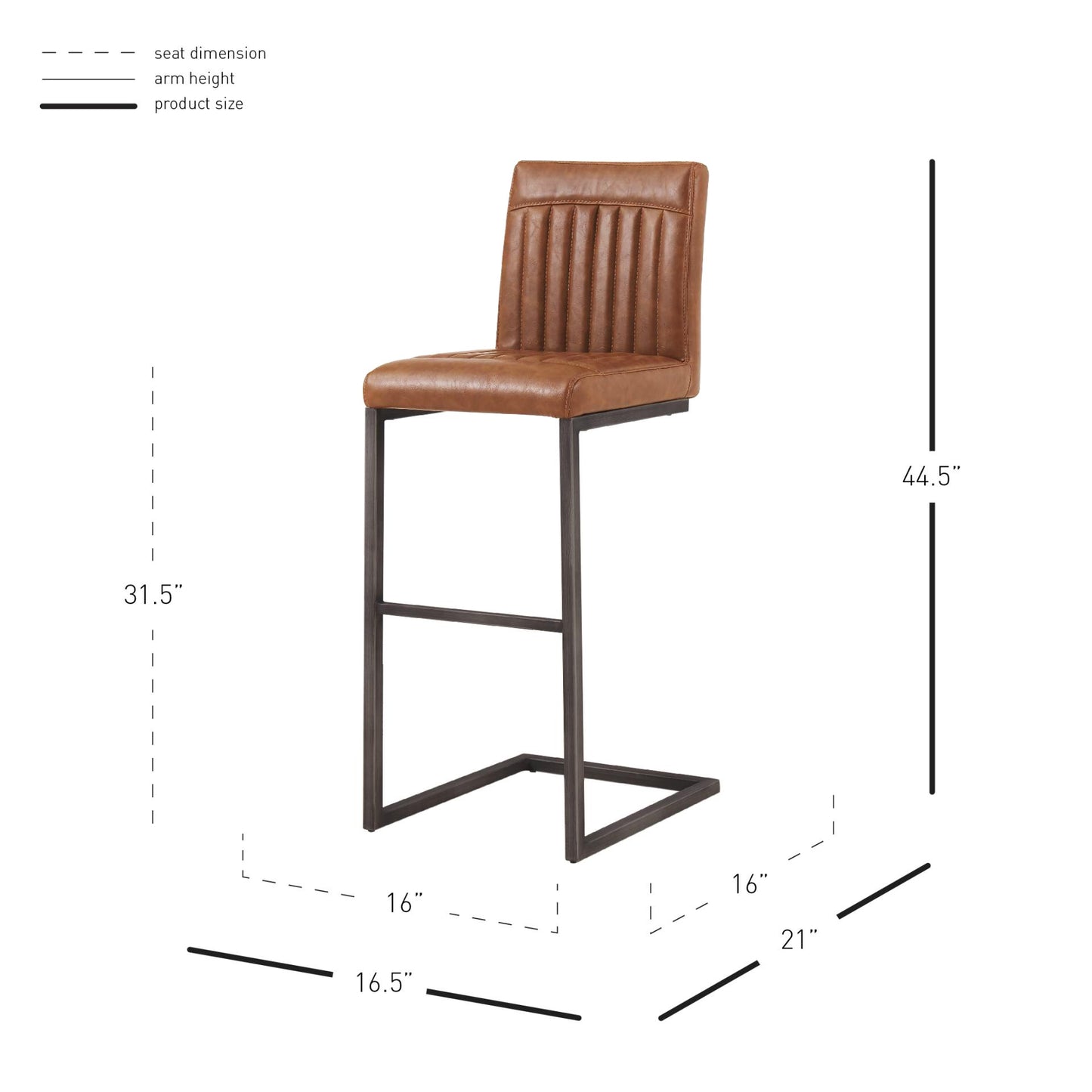 Ronan Polyurethane Bar Stool Antique Cigar Brown