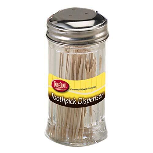 Toothpick Dispenser Glass Bottle Stainless Steel Lid