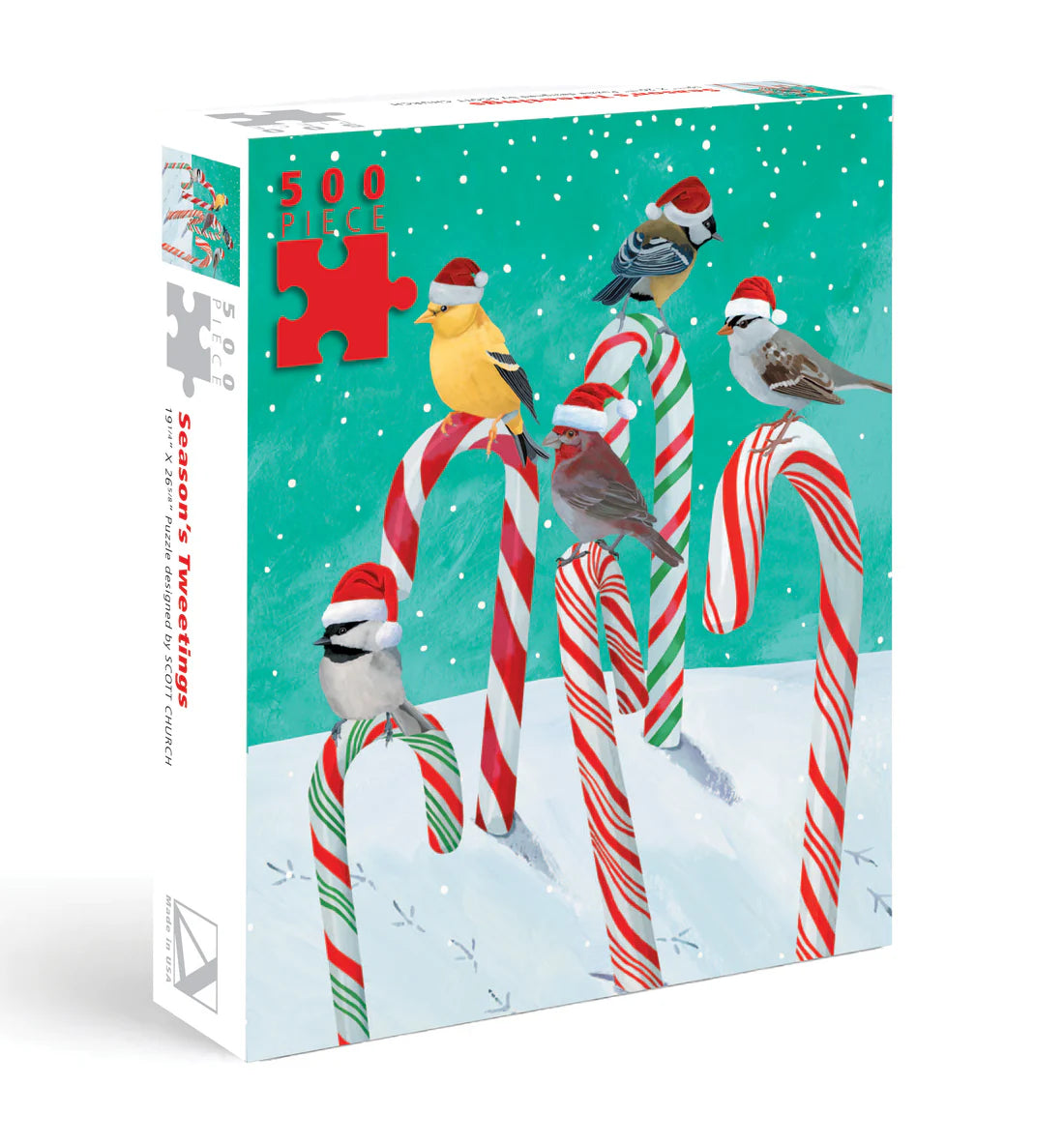 Holiday Puzzle 500 Piece Candy Cane Birds