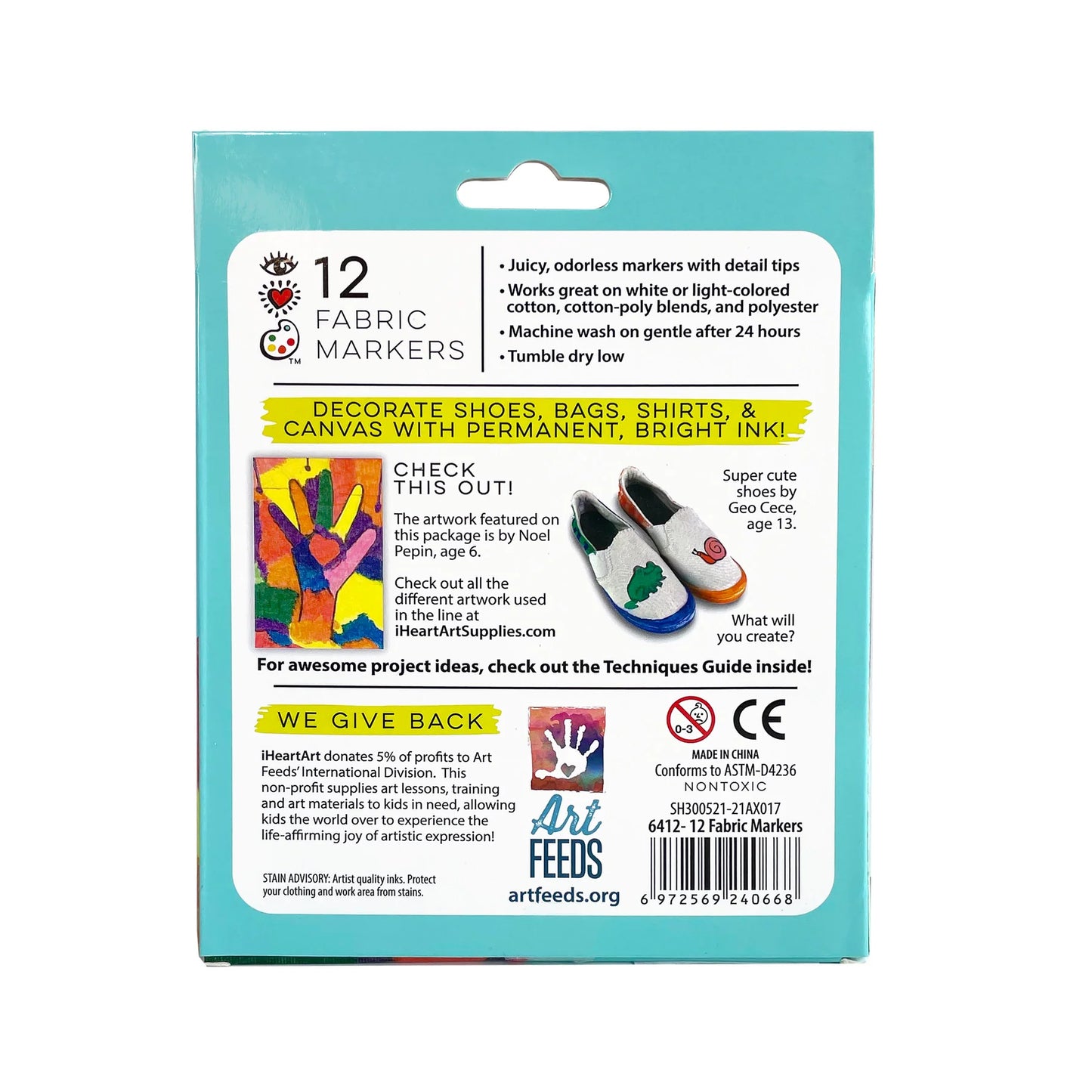 I Heart Art Fabric Markers 12 Colors