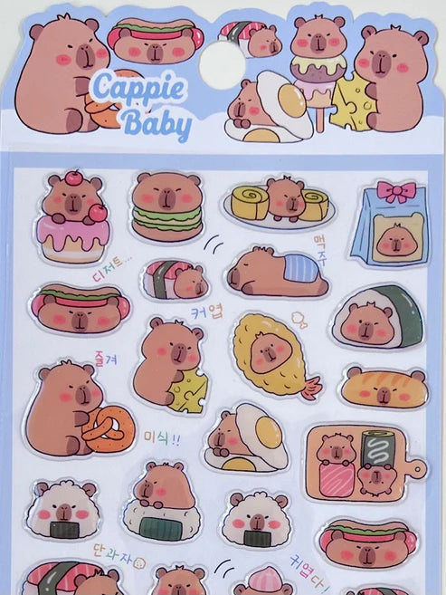 Stickers Puffy Capybara Food