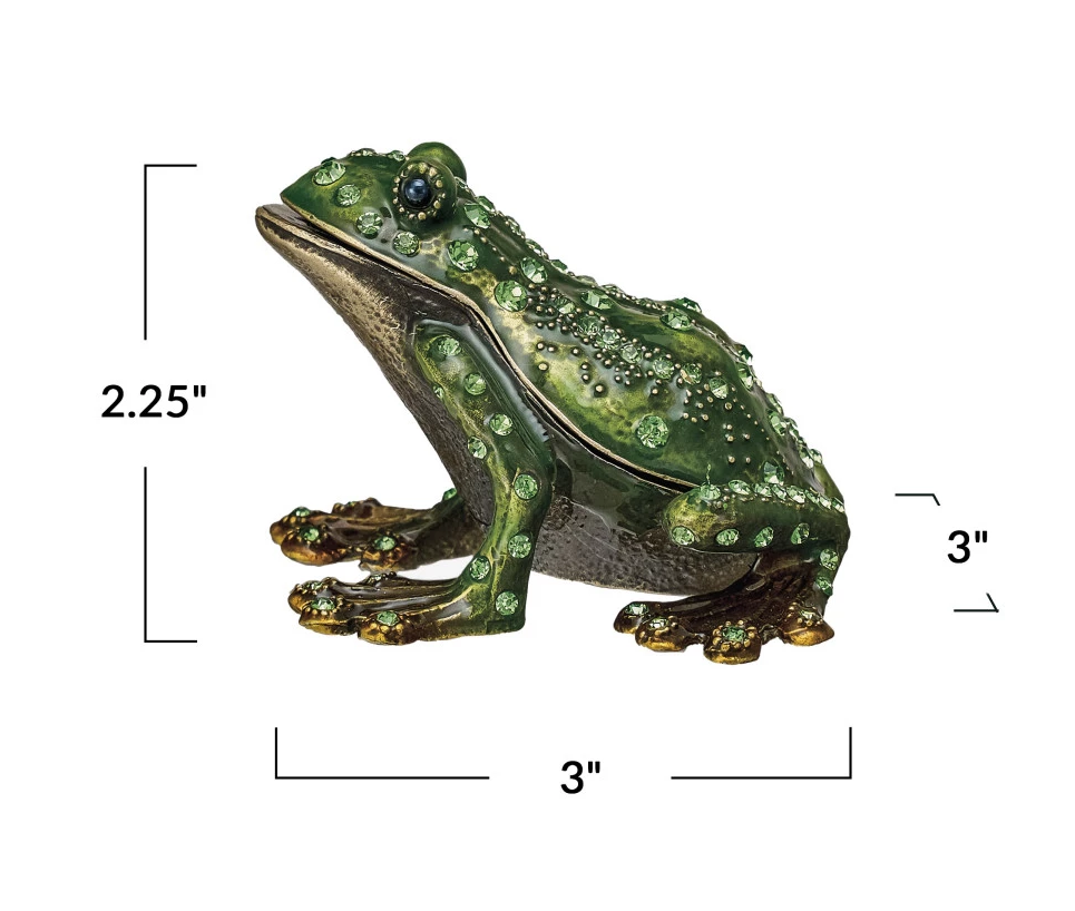 Trinket Box Enameled Metal Frog 3"l x 2.25"h