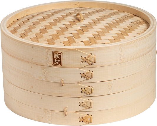 Joyce Chen 2-Tier Bamboo Steamer Baskets, 12-Inch