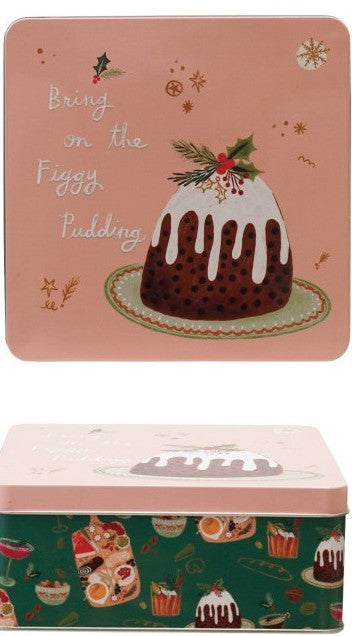Holiday - Storage Tin - Festive Food Themed - Square