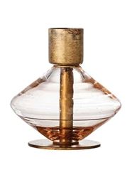 Candle Holder Taper Antique Brass & Glass Blue or Amber Medium Sold Individually