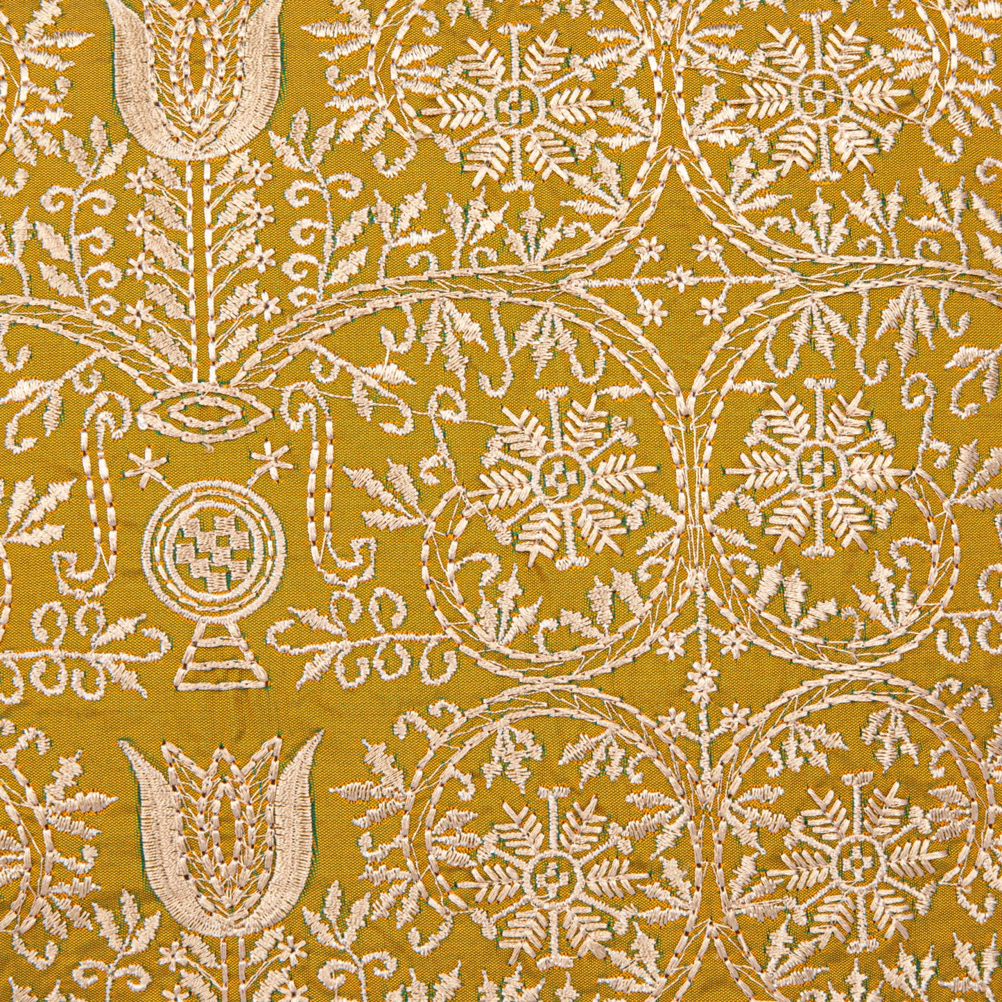 Pillow Cotton Velvet Embroidered Chartreuse 18" Square