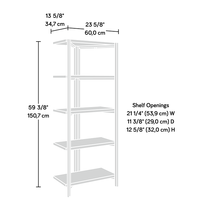 North Avenue Bookcase Corner Five Shelf Smoked Oak Finish