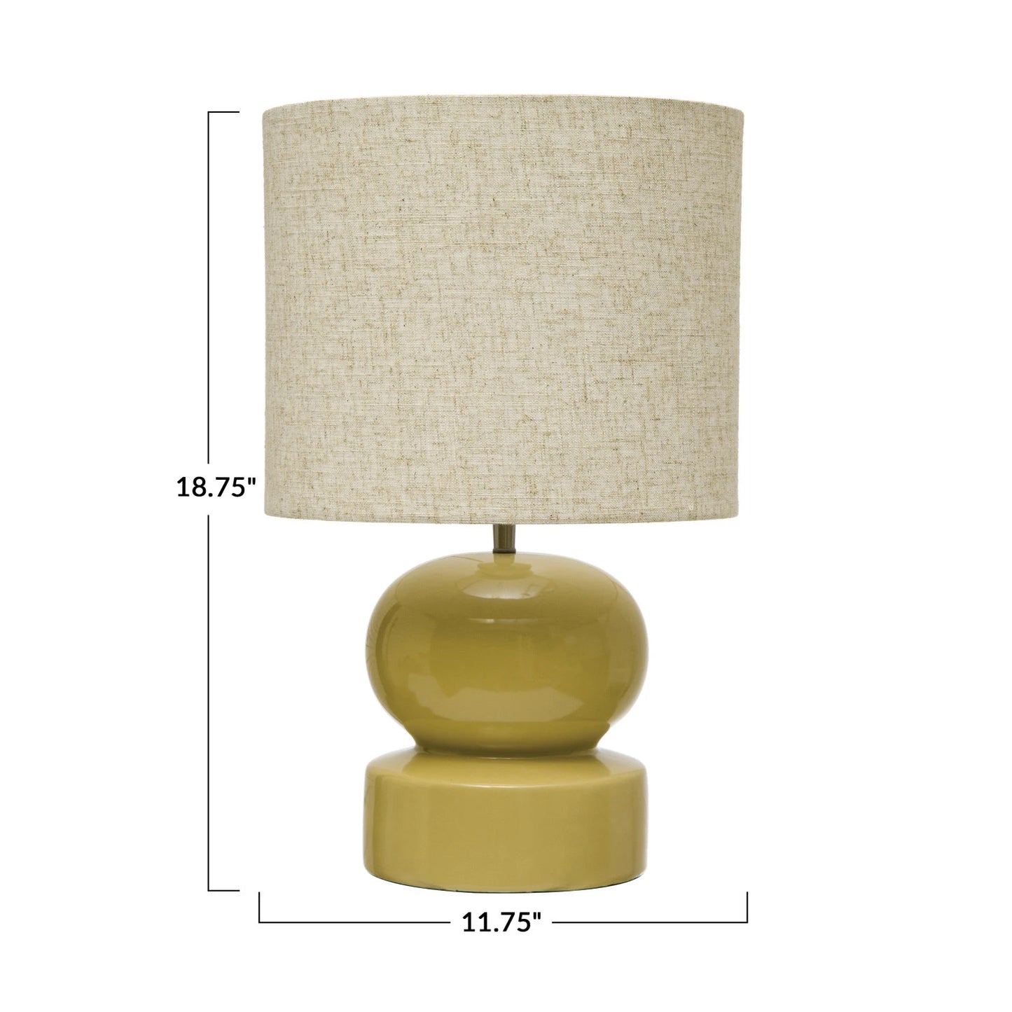 Lamp Tabletop Ceramic Celery Green Linen Shade