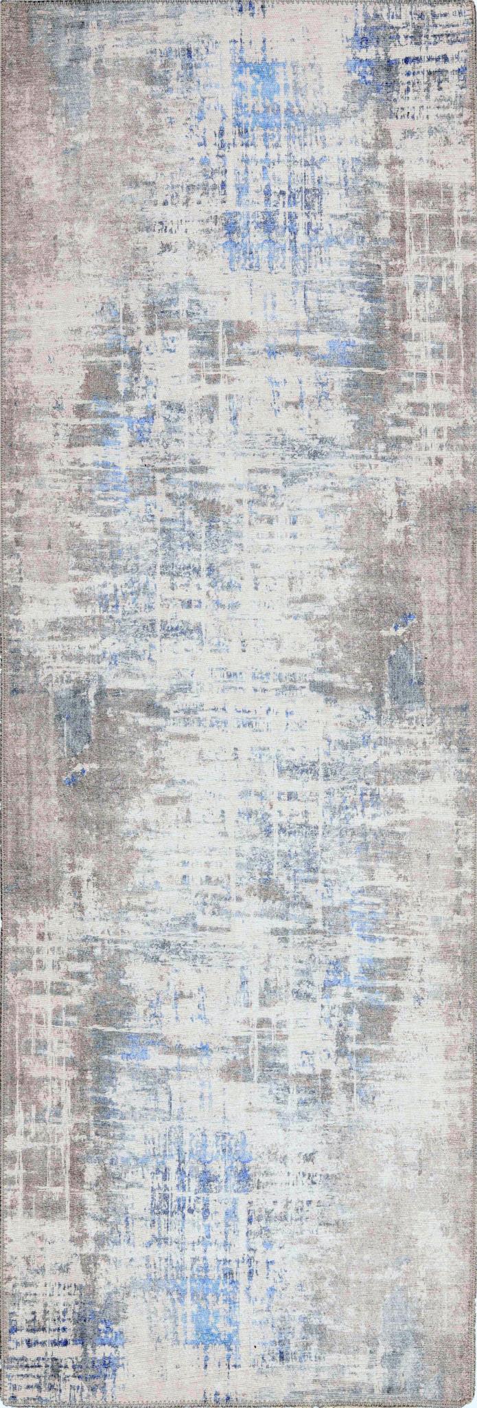 London Elements Grey/Blue Washable Rug 2' x 3'