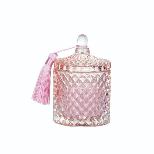 Glass Jar Candle Pink with Tassel