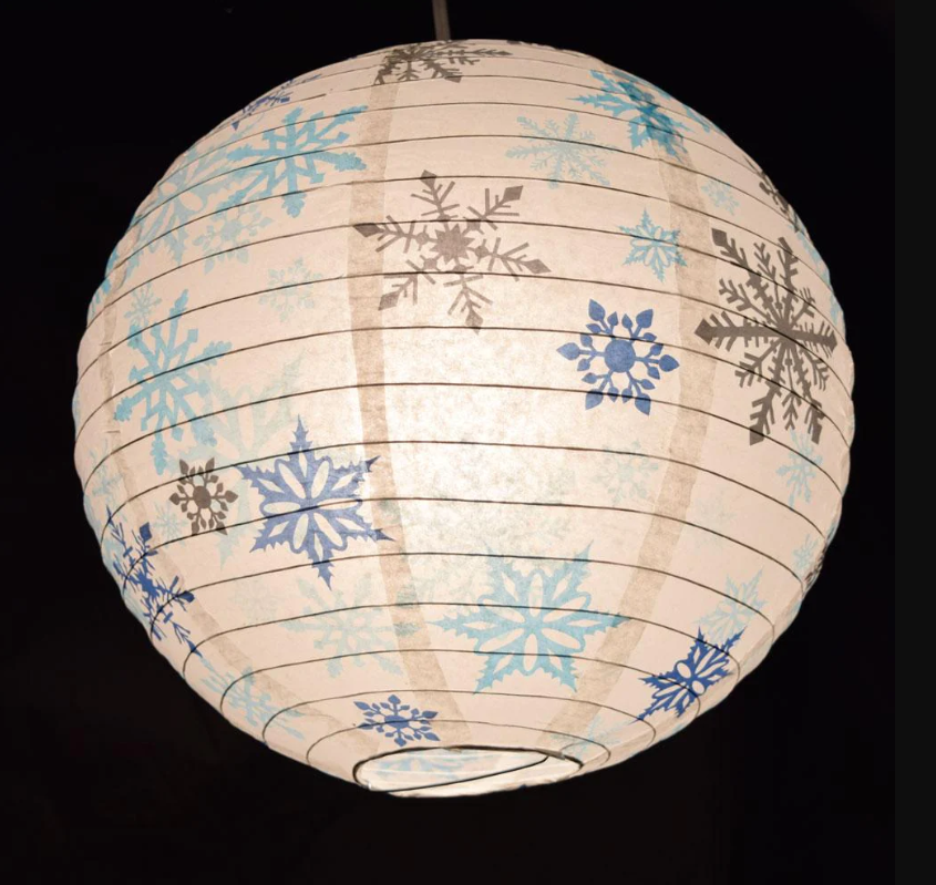 Paper Lantern 14in Regular Rib Pattern Snowflakes