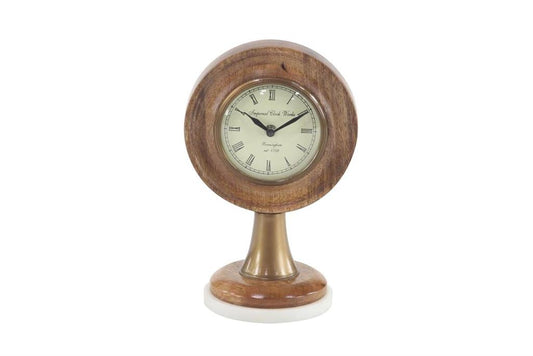 Clock Tabletop Wood and Marble 7w x 10h