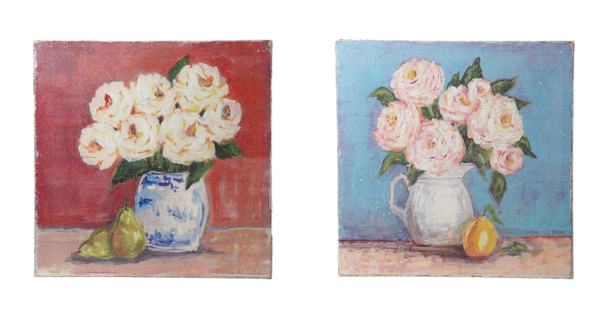 Wall Décor Canvas Fruit & Flowers in Vase 2 Styles 18"sq (Sold Separately)