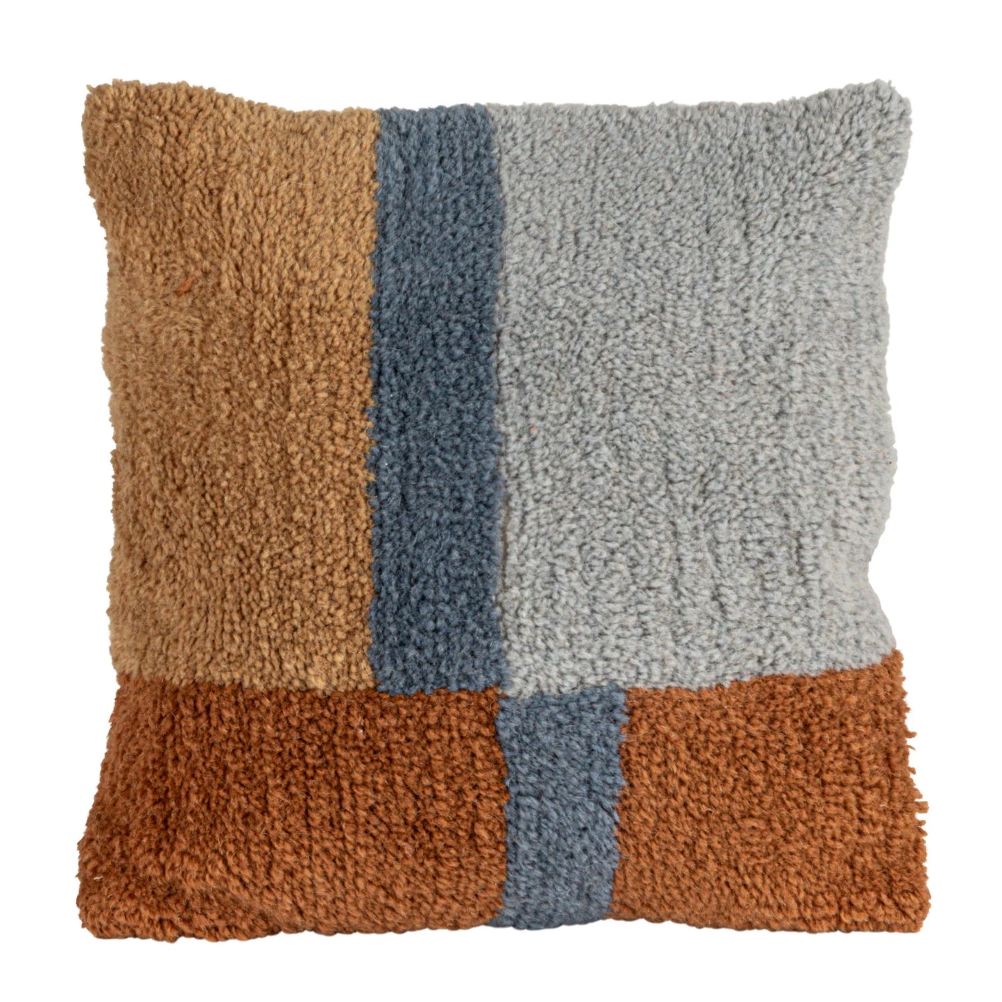 Pillow Wool & Cotton Browns & Blues 18" Square