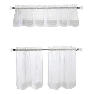 Cote D'Azure Tier Set Cafe Curtain Pair & Valance 52"w x 24" Long (Total For Tier Pair)